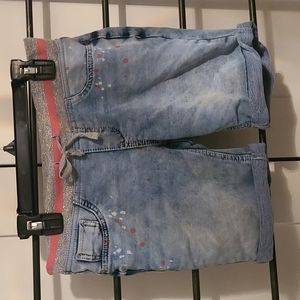 Girl's stretch elastic w drawstring waist jean shorts